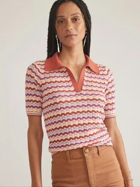 Marine Layer Spencer Polo Sweater Warm Wave Size Small